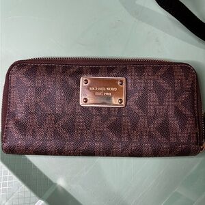 Michael Kors Chocolate Brown Zip-Around Wallet